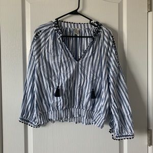 White & blue stripped blouse
